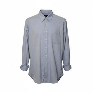 Nautica Size 16-32/33 Men's 80's 2 PLY Solid Blue Long Sleeve Dress Shirt